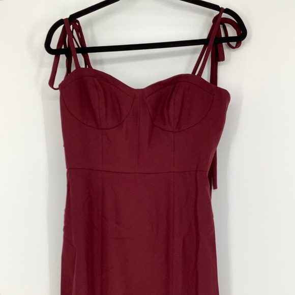 NEW Dessy Collection Size 6 Bustier Crepe Midi Dress Bow Straps $231 msrp I23-10 - Picture 7 of 10